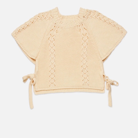 Deluc Sweaters - DELUC Dinis Knit Cape Top Ecru NWT Medium Cotton Blend Side Tie $98